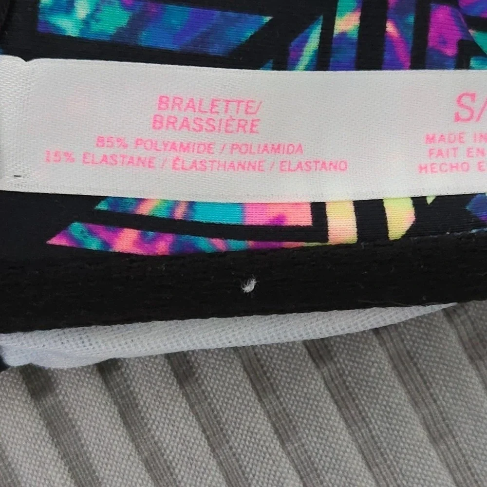 PINK Victoria's Secret Bralette Small Holographic Geometric Print Y2K Retro